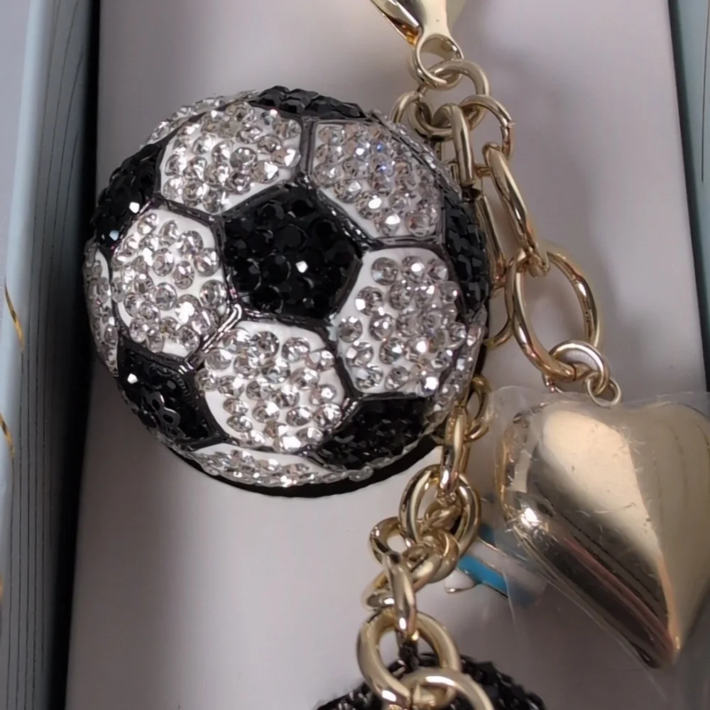Eye Candy Los Angeles Crystal Soccer Themed Bag Charm & Key Chain
